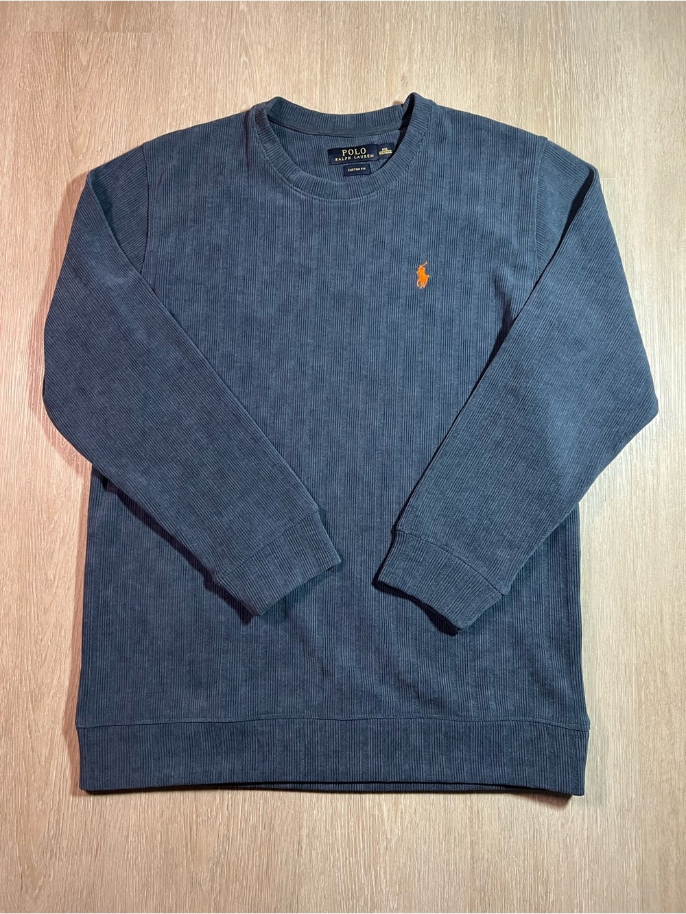 Polo by Ralph Lauren Navy Crewneck Sweater with Orange Pony Logo Men's XXL